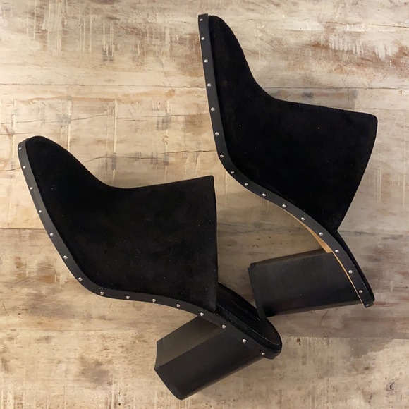 Rebecca Minkoff Black Suede heeled mules size 8.5M - Picture 2 of 11